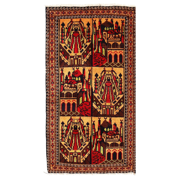 Beige Afghan Prayer Rug 2' 10" x 5' 1" Hand-Knotted | No. AL74494