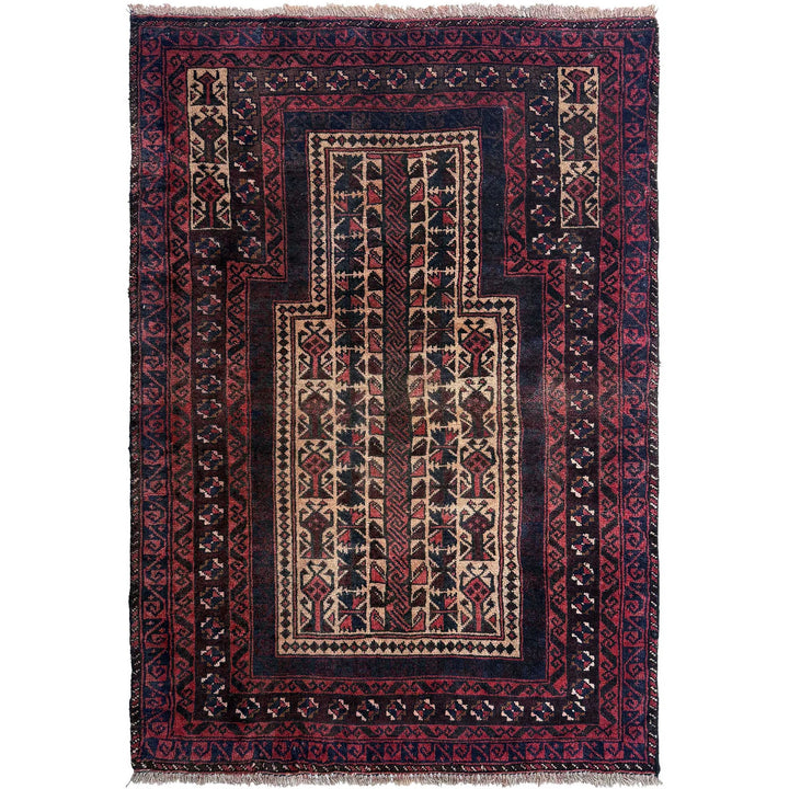 Afghan Prayer Rug 2' 11" x 4' 4" Hand-Knotted | No. AL74519