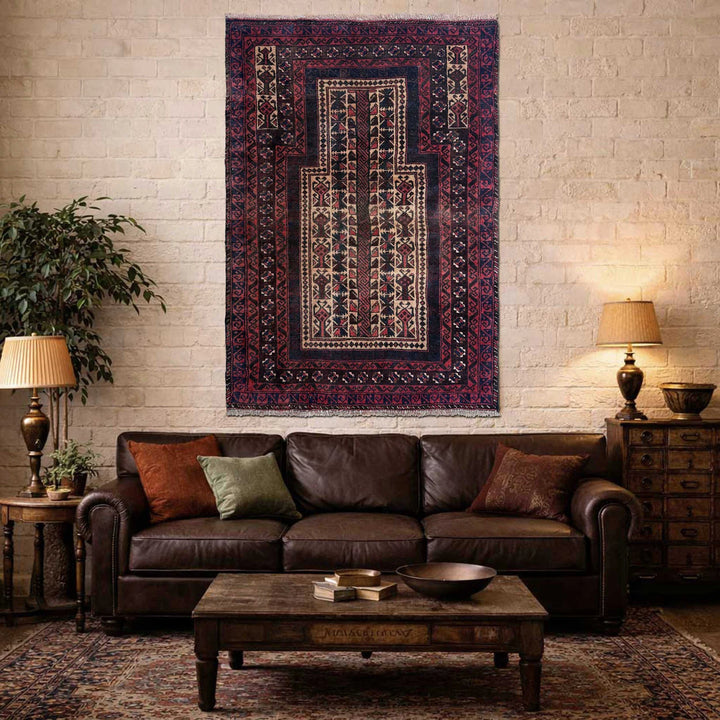 Afghan Prayer Rug 2' 11" x 4' 4" Hand-Knotted | No. AL74519