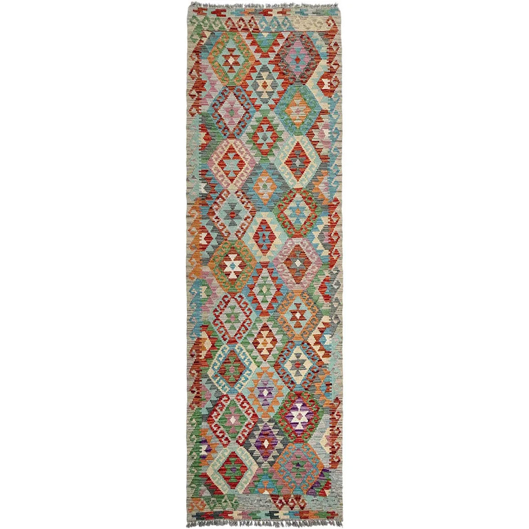 Afghan Vegetable Kilim Rug 2' 9" x 9' 11" Flat-Weave | No. AL745408