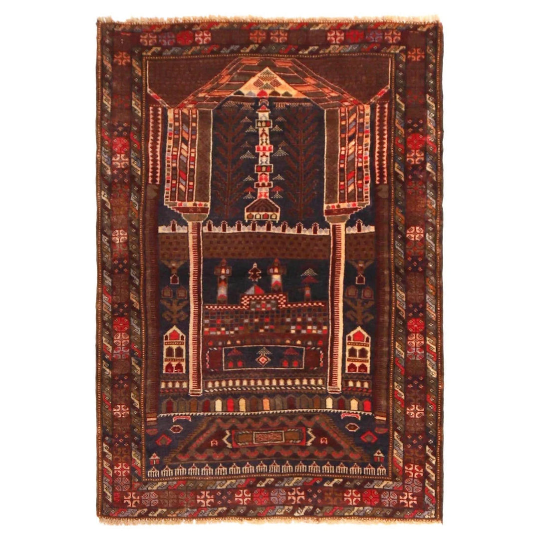 Afghan Prayer Rug 2' 9" x 4' 3" Hand-Knotted | No. AL74554
