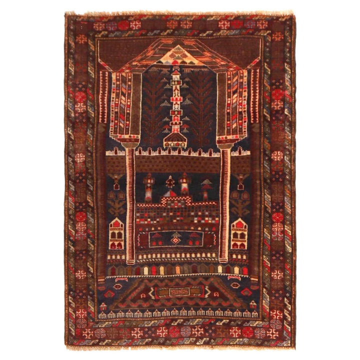 Afghan Prayer Rug 2' 9" x 4' 3" Hand-Knotted | No. AL74554