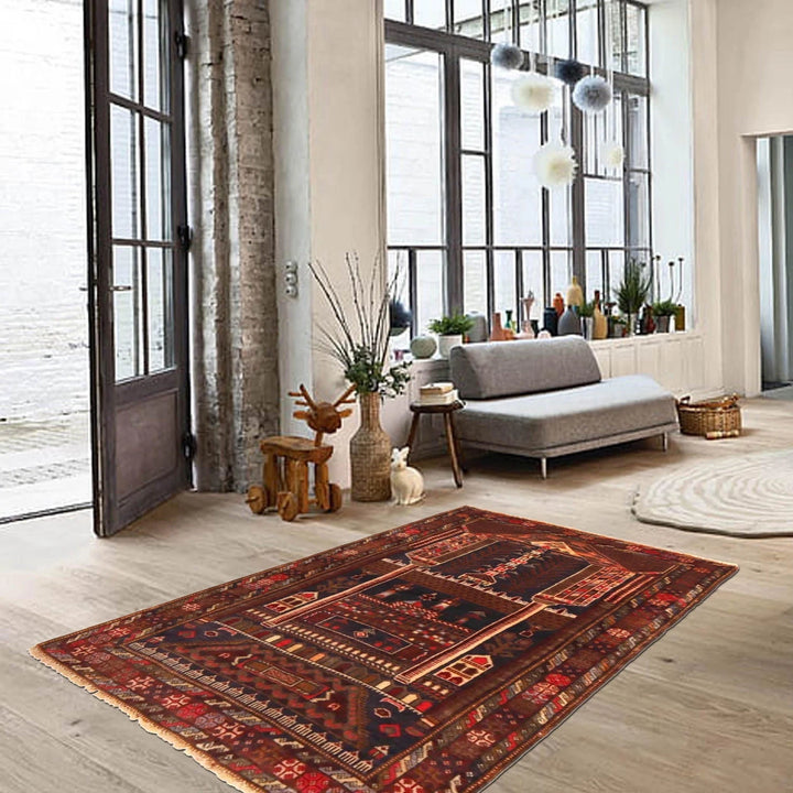 Afghan Prayer Rug 2' 9" x 4' 3" Hand-Knotted | No. AL74554