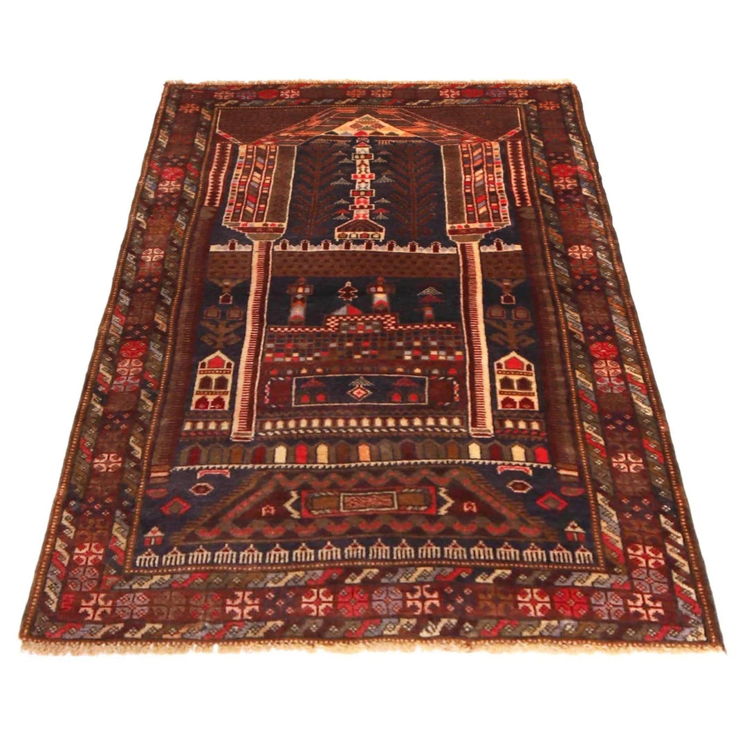 Afghan Prayer Rug 2' 9" x 4' 3" Hand-Knotted | No. AL74554