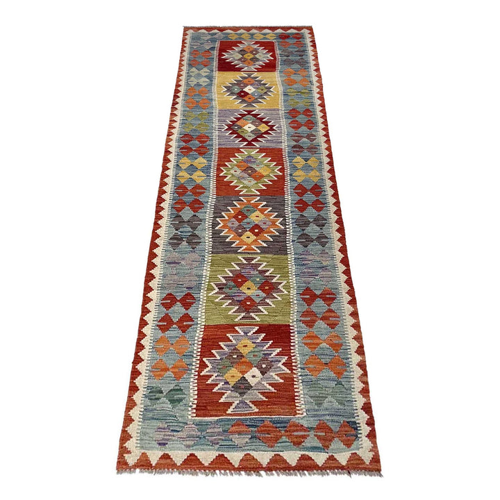 Afghan Vegetable Kilim Rug 2' 6" x 9' 4" Flat-Weave | No. AL74579