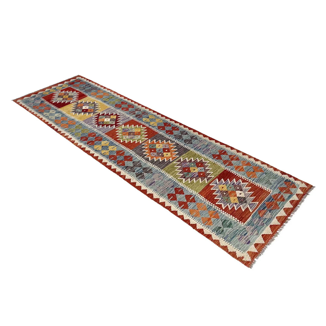 Afghan Vegetable Kilim Rug 2' 6" x 9' 4" Flat-Weave | No. AL74579
