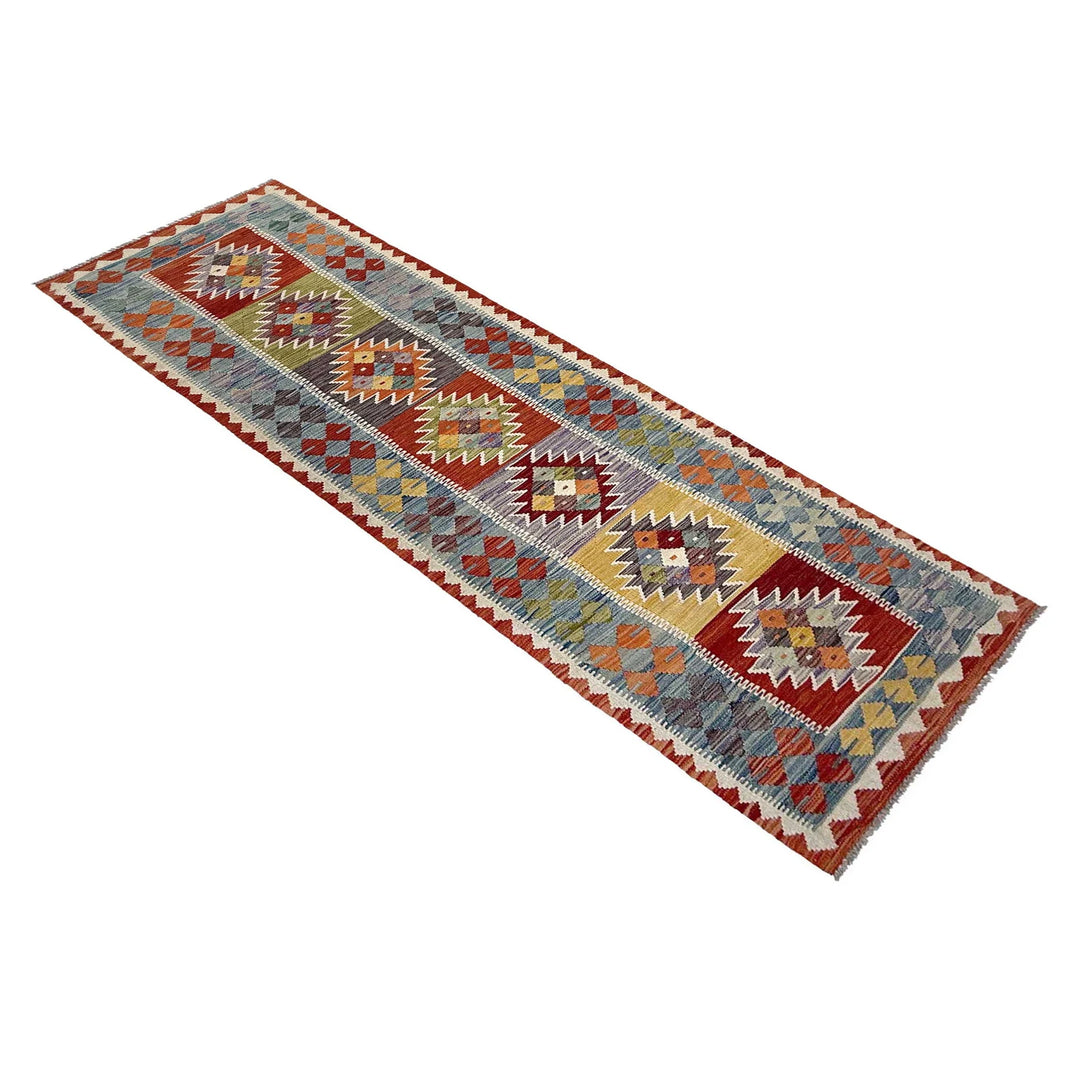 Afghan Vegetable Kilim Rug 2' 6" x 9' 4" Flat-Weave | No. AL74579