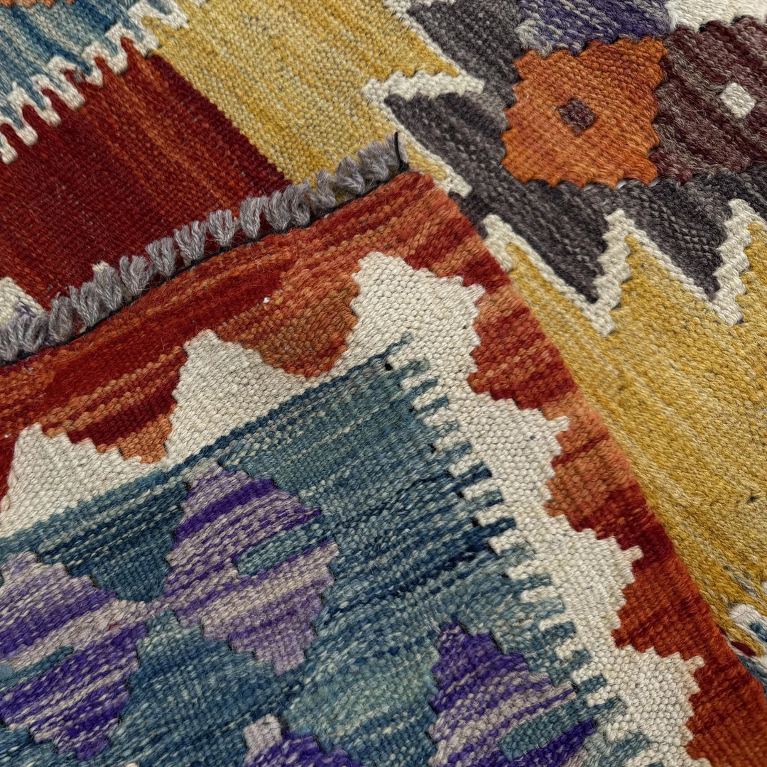 Afghan Vegetable Kilim Rug 2' 6" x 9' 4" Flat-Weave | No. AL74579