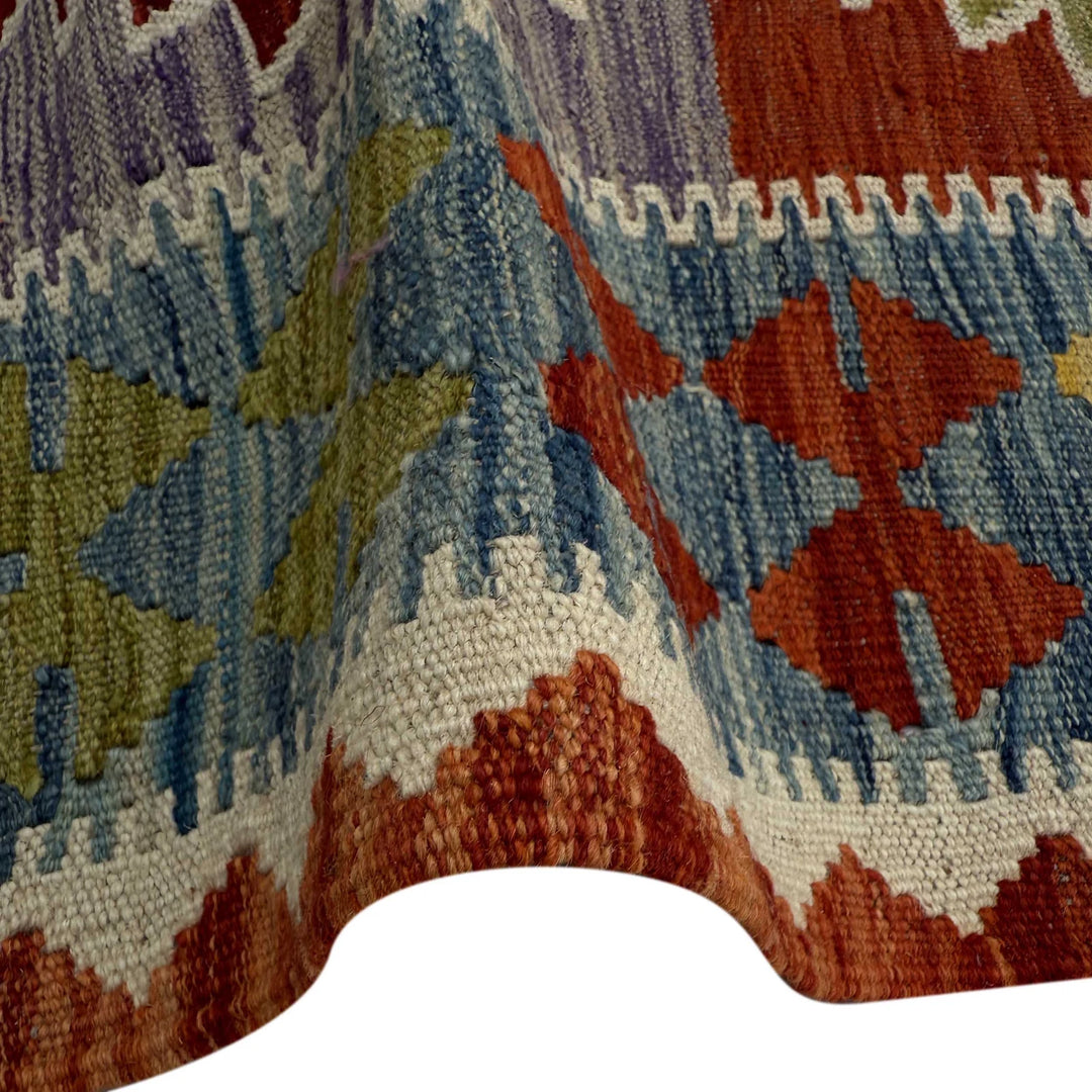 Afghan Vegetable Kilim Rug 2' 6" x 9' 4" Flat-Weave | No. AL74579