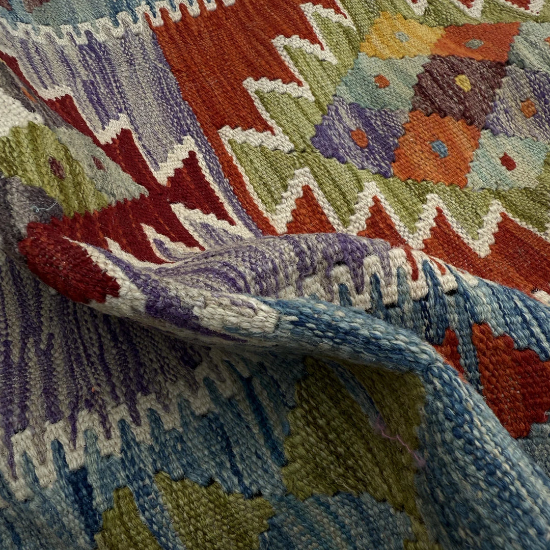 Afghan Vegetable Kilim Rug 2' 6" x 9' 4" Flat-Weave | No. AL74579