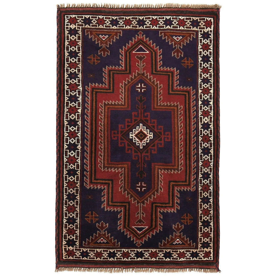 Afghan Baluchi Rug 2' 10" x 4' 4" Hand-Knotted | No. AL74621