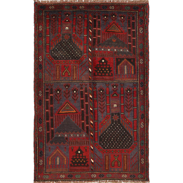Blue Afghan Prayer Rug 3' 2" x 5' 0" Hand-Knotted | No. AL74625