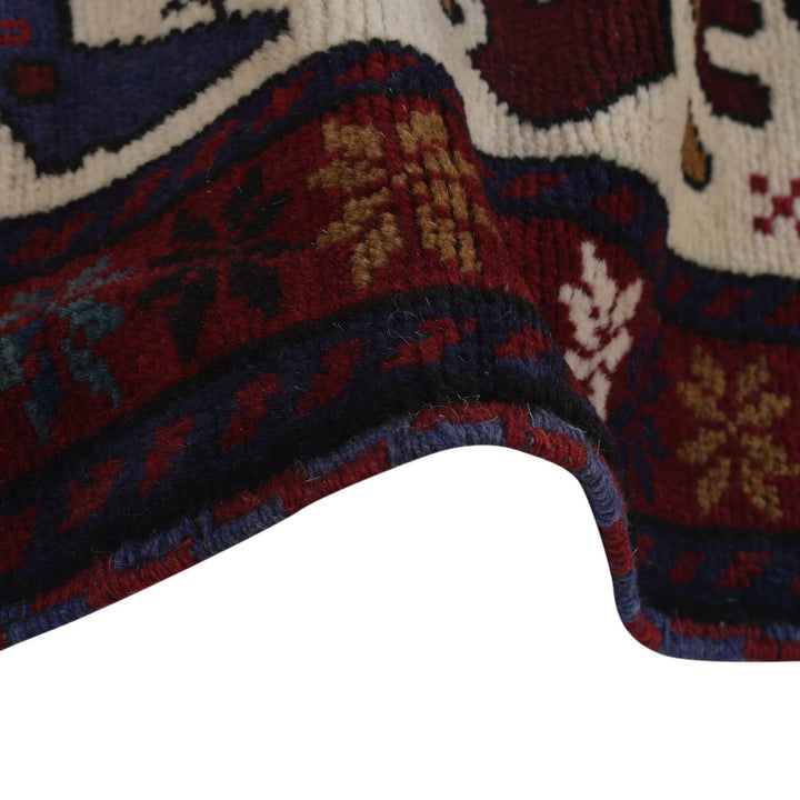 Ivory Afghan War Rug 3' 3" x 5' 0" Hand-Knotted | No. AL74635