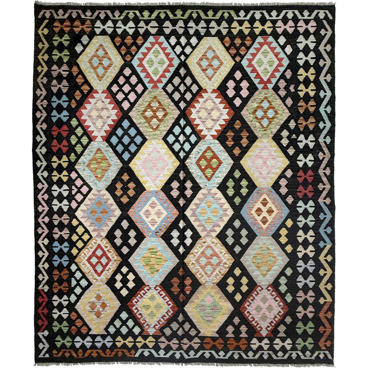 Afghan Vegetable Kilim Rug 6' 9" x 9' 5" Flat-Weave | No. AL746507
