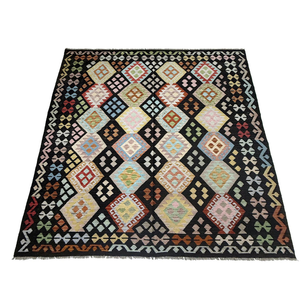 Afghan Vegetable Kilim Rug 6' 9" x 9' 5" Flat-Weave | No. AL746507