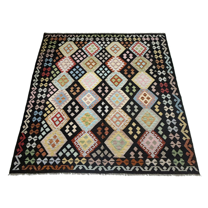 Afghan Vegetable Kilim Rug 6' 9" x 9' 5" Flat-Weave | No. AL746507