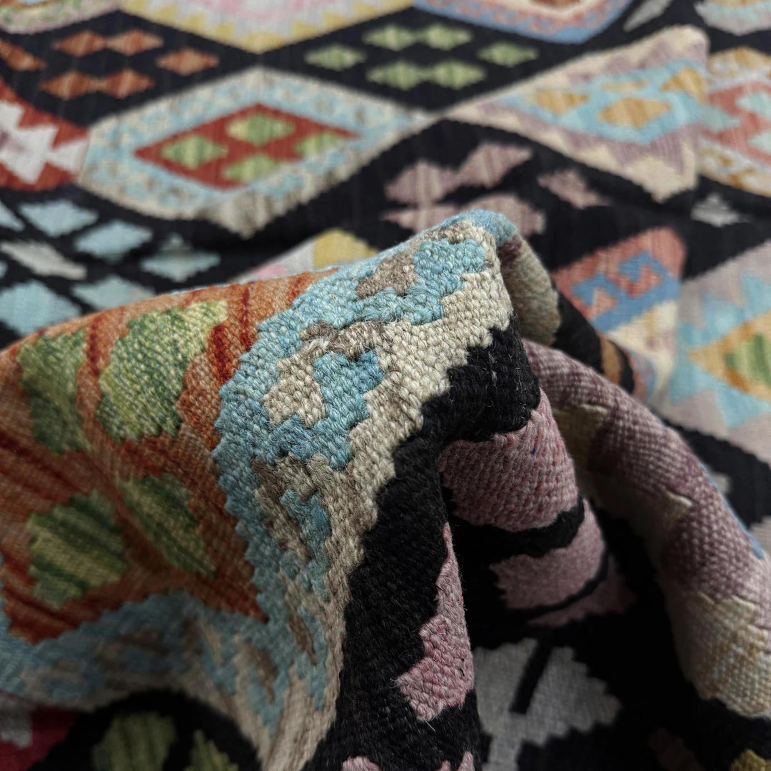 Afghan Vegetable Kilim Rug 6' 9" x 9' 5" Flat-Weave | No. AL746507