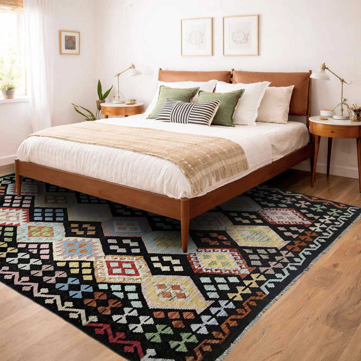 Afghan Vegetable Kilim Rug 6' 9" x 9' 5" Flat-Weave | No. AL746507