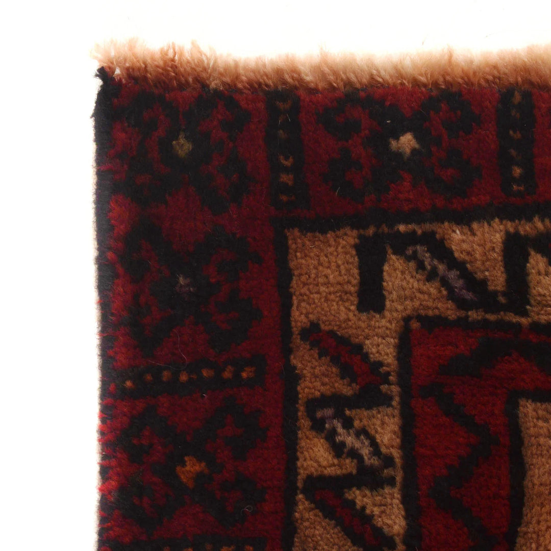 Beige Afghan Baluchi Rug 3' 1" x 5' 7" Hand-Knotted | No. AL74750