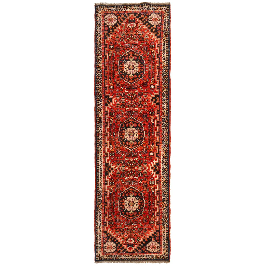 Red Afghan Shirazi Rug 2' 8" x 9' 5" Hand-Knotted | No. AL74766