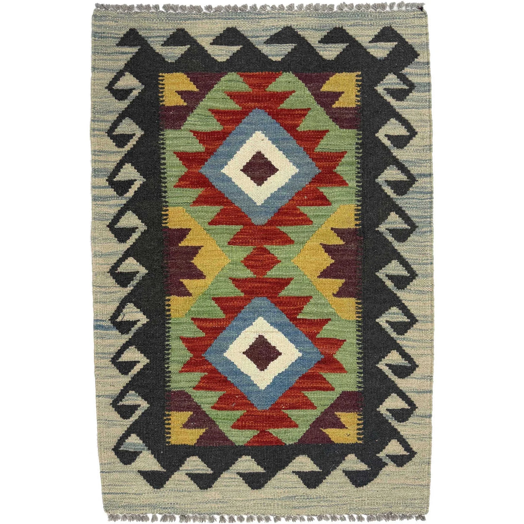 Afghan Kilim Rug 2' 0" x 2' 11" Flat-Weave | No. AL74774