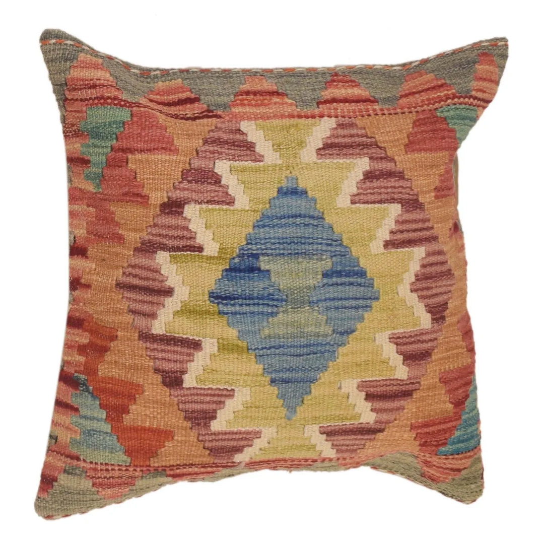 Afghan Kilim Cushion Cover 1' 6" x 1' 6" Flat-Weave | No. AL74805