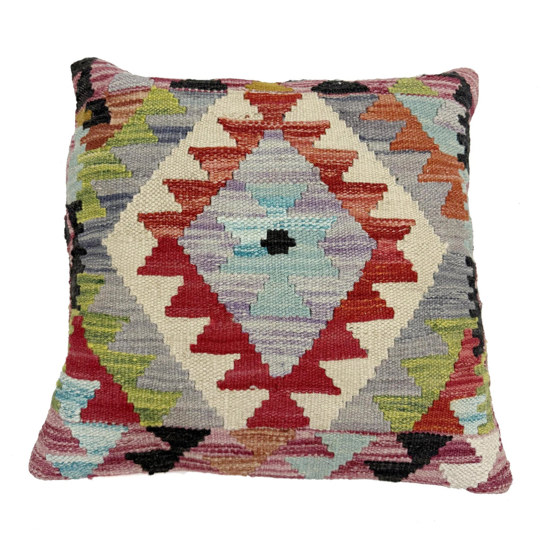 Afghan Geometric Cushion 1' 5" x 1' 6" Hand-Knotted | No. AL748571