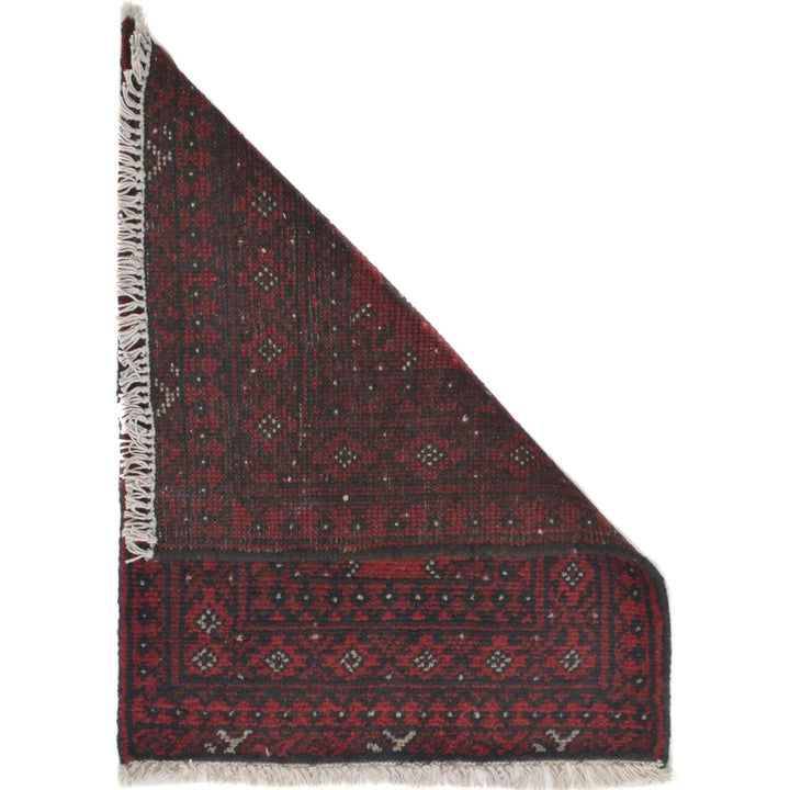 Red Afghan Oriental Doormat 1'7" x 2'2" Hand-Knotted | No. AL74893