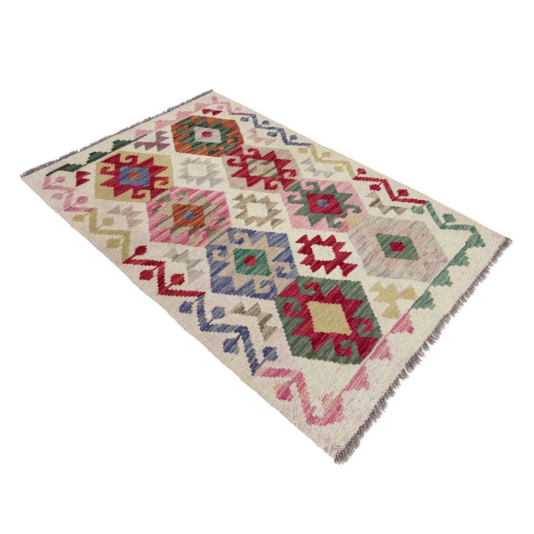 Afghan Kilim Rug 2'7" x 4'2" Flat-Weave | No. AL74961