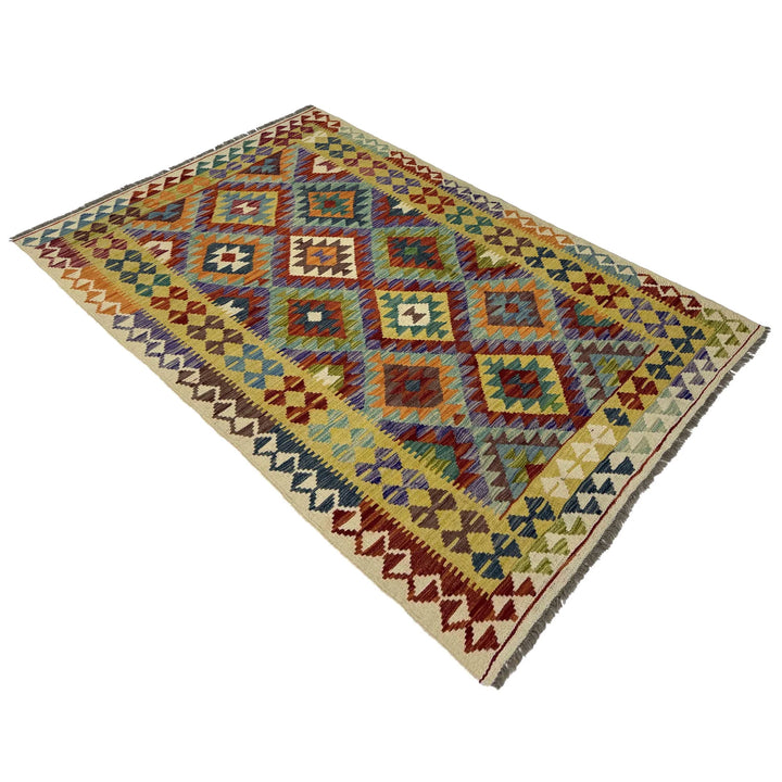 Afghan Vegetable Kilim Rug 4' 2" x 6' 11" Flat-Weave | No. AL750106