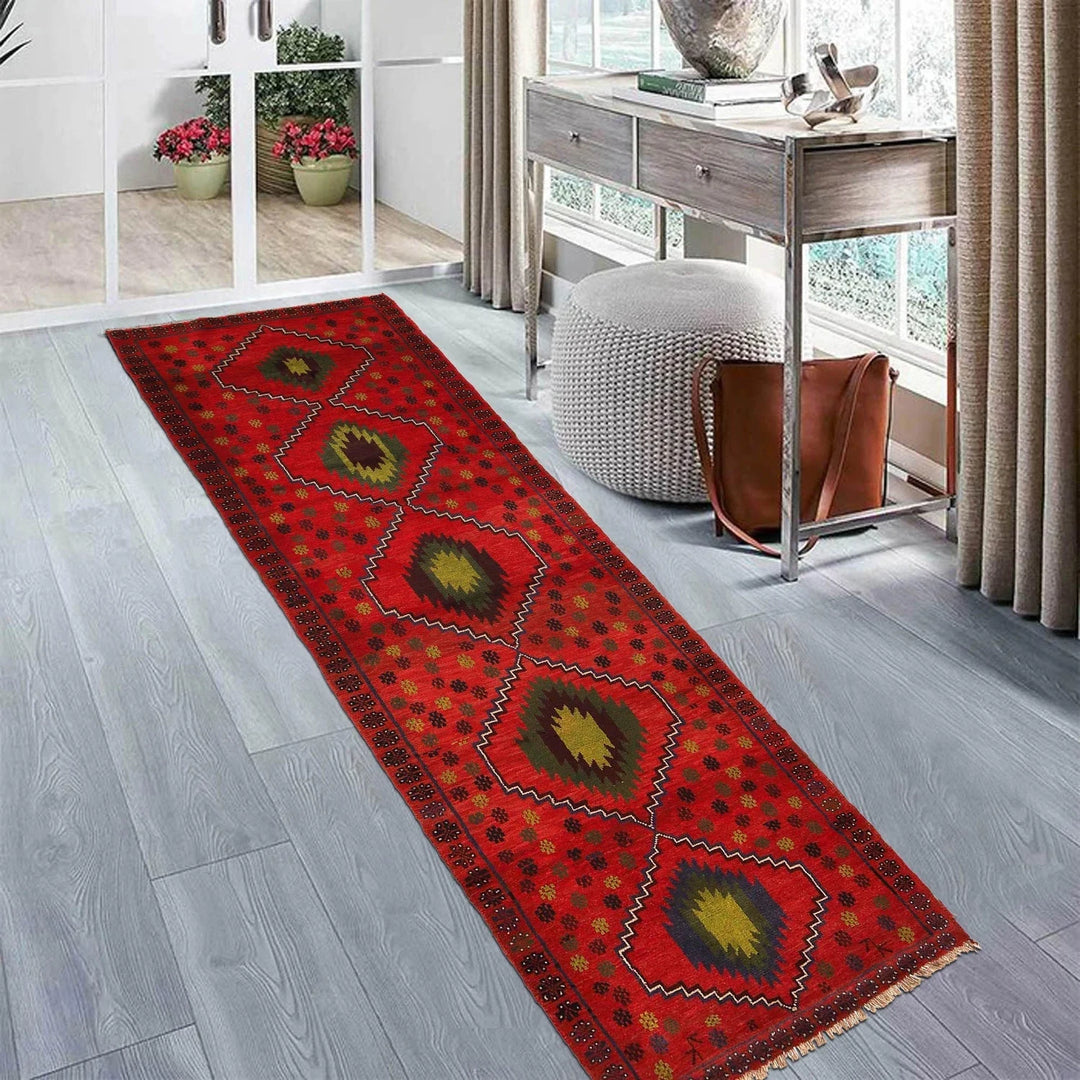Afghan Baluchi Rug 2'10" x 9'6" Hand-Knotted | No. AL75034