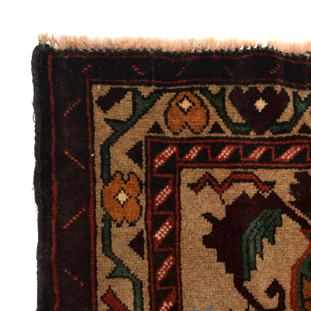 Afghan Baluchi Rug 2' 11" x 4' 9" Hand-Knotted | No. AL75040