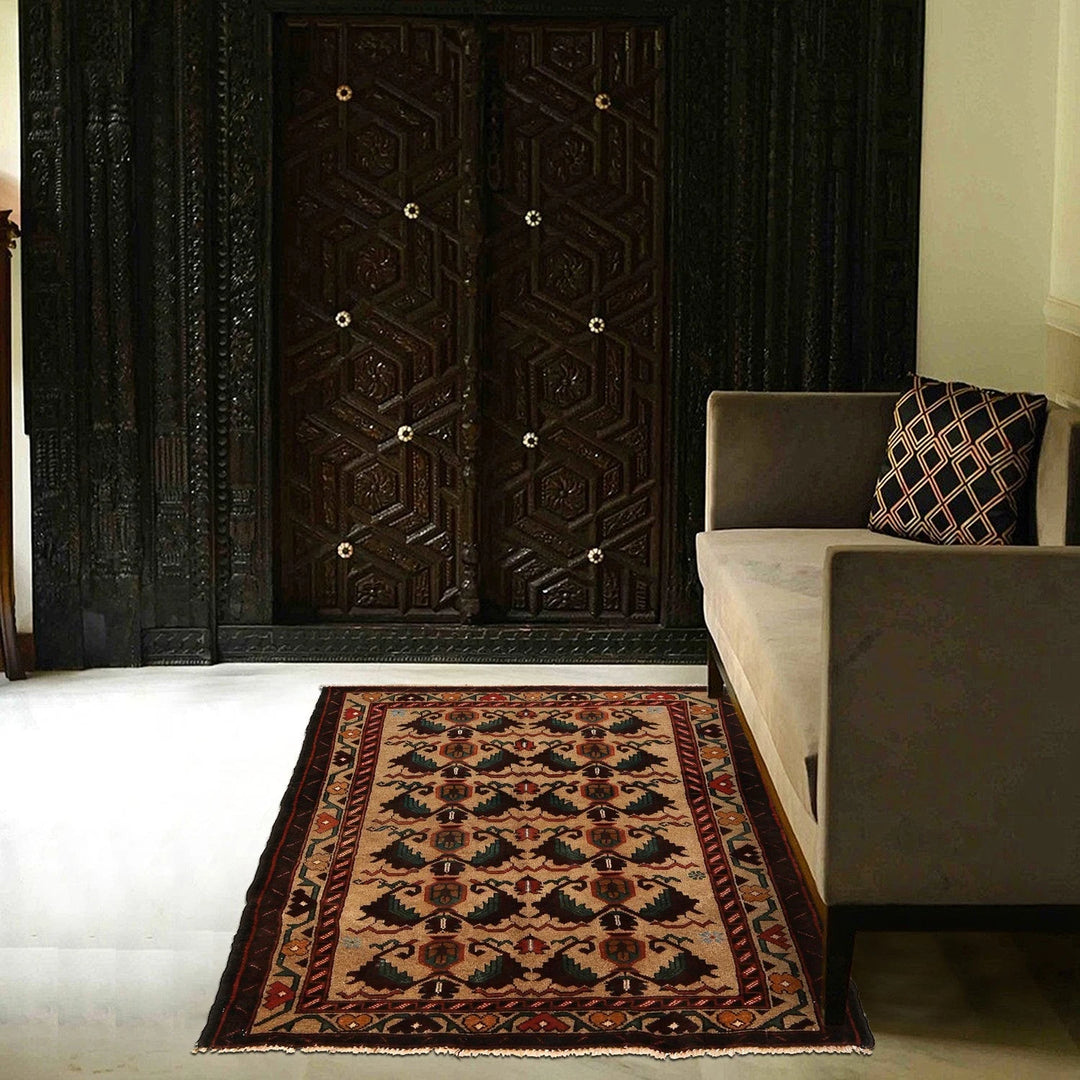 Afghan Baluchi Rug 2' 11" x 4' 9" Hand-Knotted | No. AL75040
