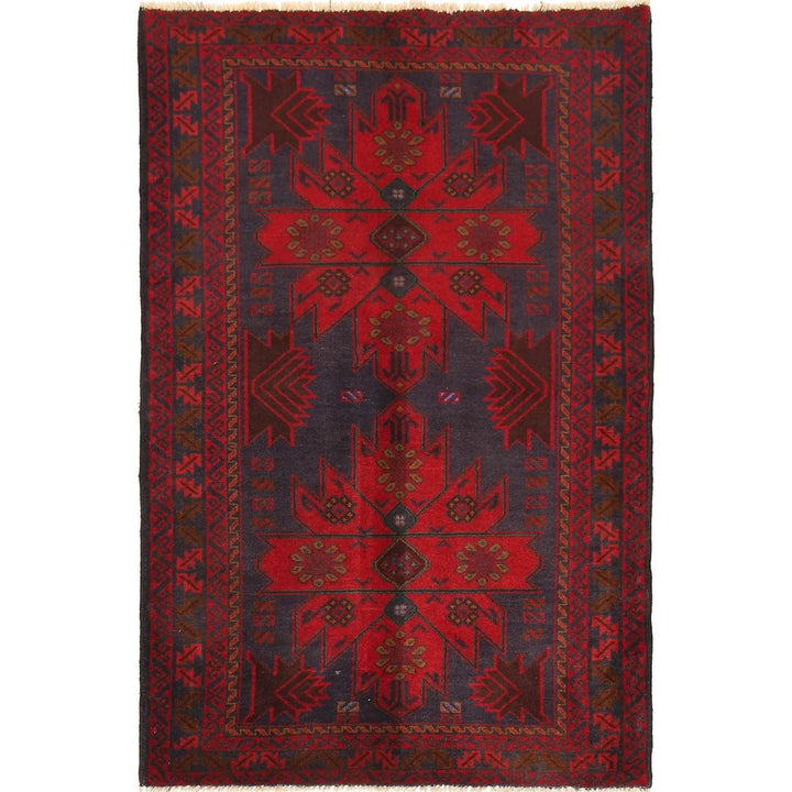 Blue Afghan Baluchi Rug 3' 2" x 4' 11" Hand-Knotted | No. AL75051