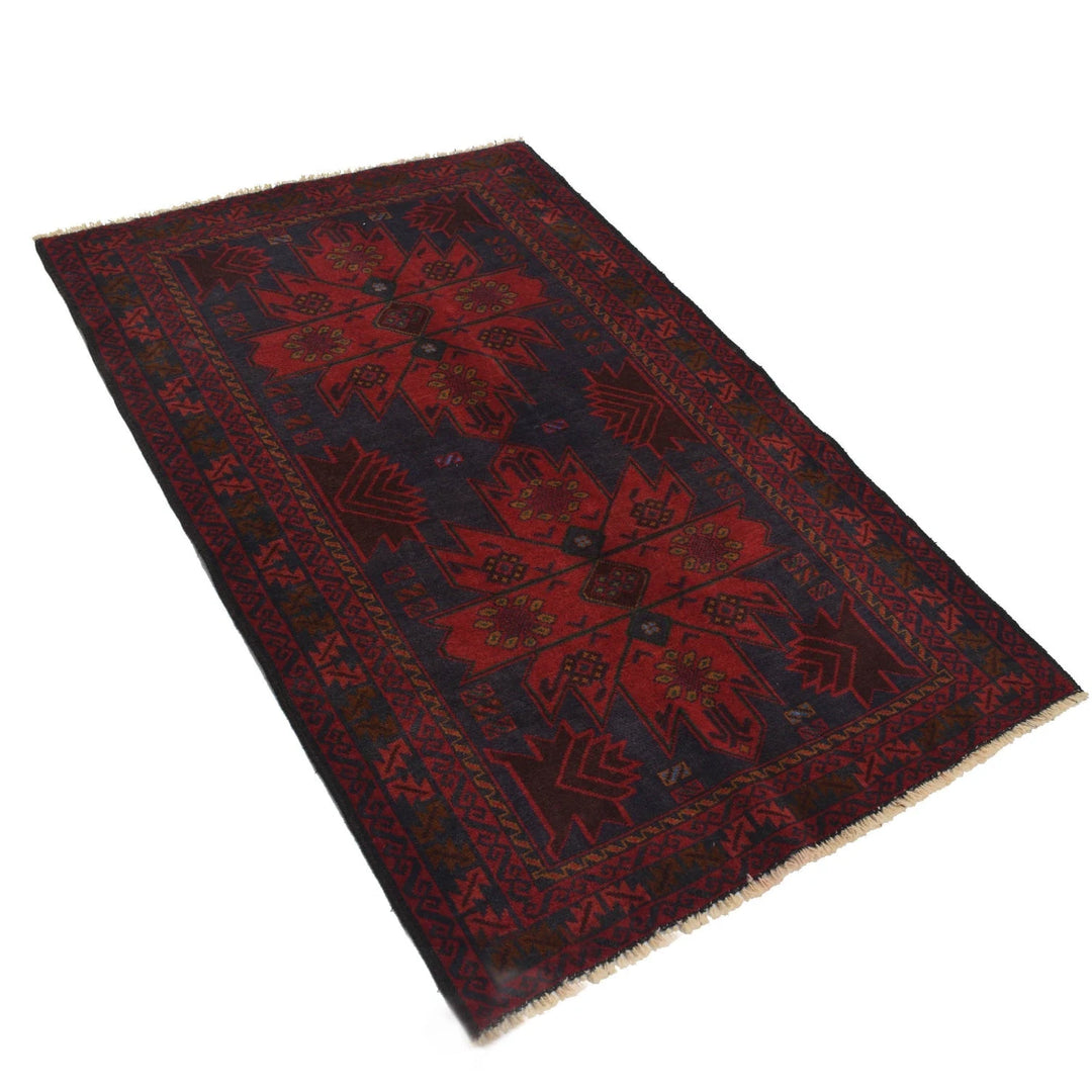 Blue Afghan Baluchi Rug 3' 2" x 4' 11" Hand-Knotted | No. AL75051