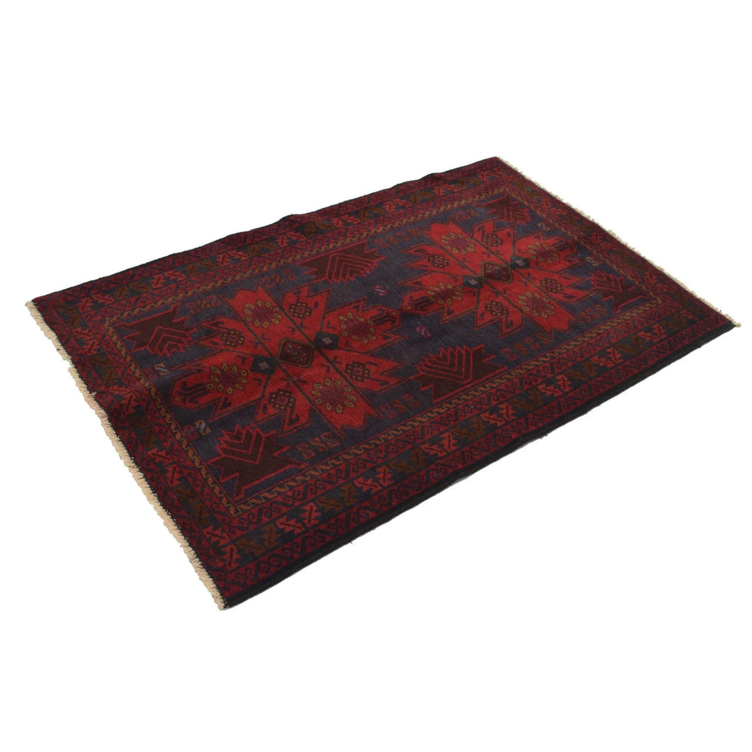 Blue Afghan Baluchi Rug 3' 2" x 4' 11" Hand-Knotted | No. AL75051