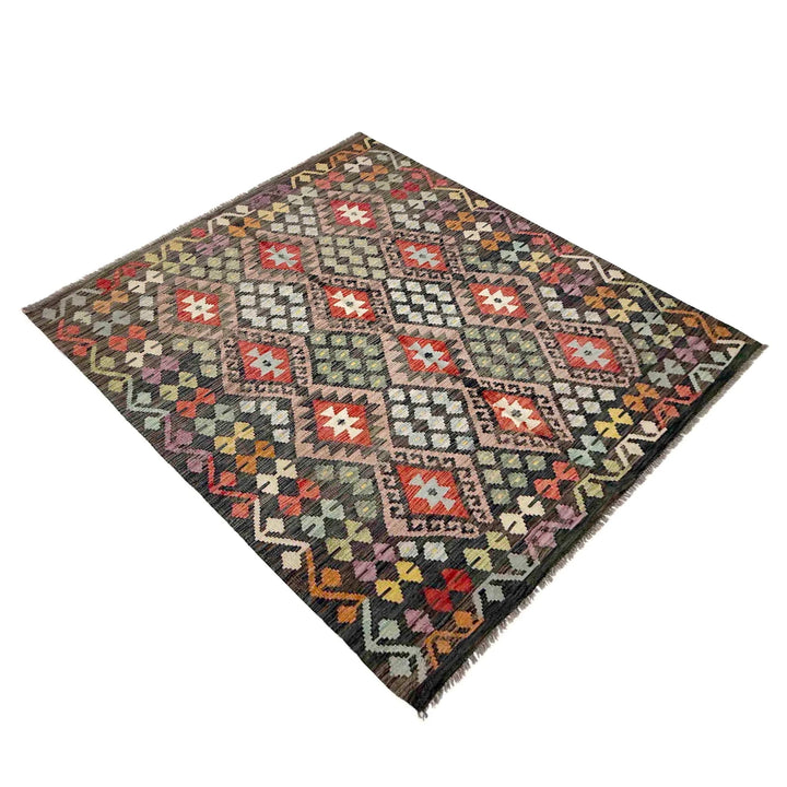 Afghan Vegetable Kilim Rug 5' 1" x 6' 7" Flat-Weave | No. AL750577