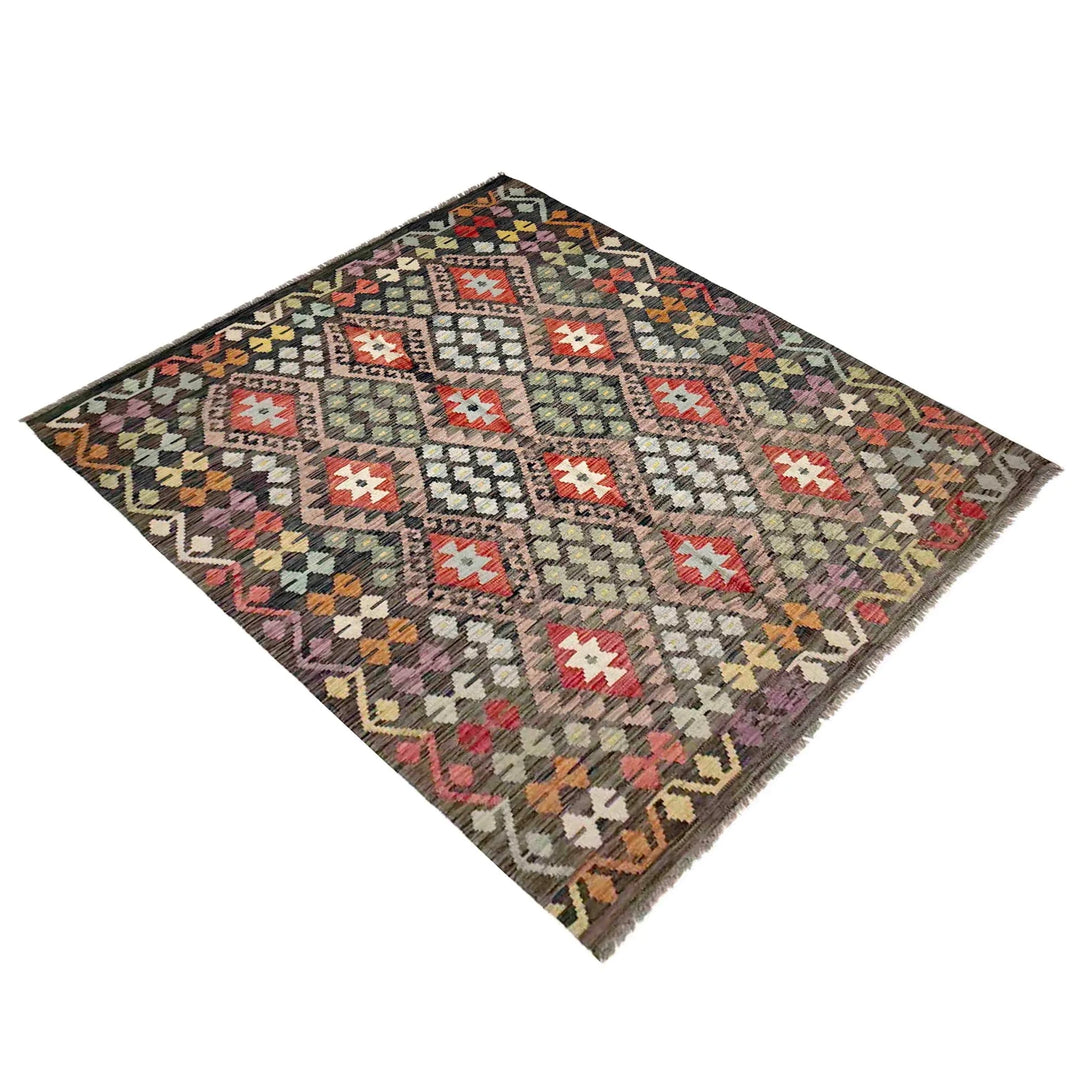 Afghan Vegetable Kilim Rug 5' 1" x 6' 7" Flat-Weave | No. AL750577