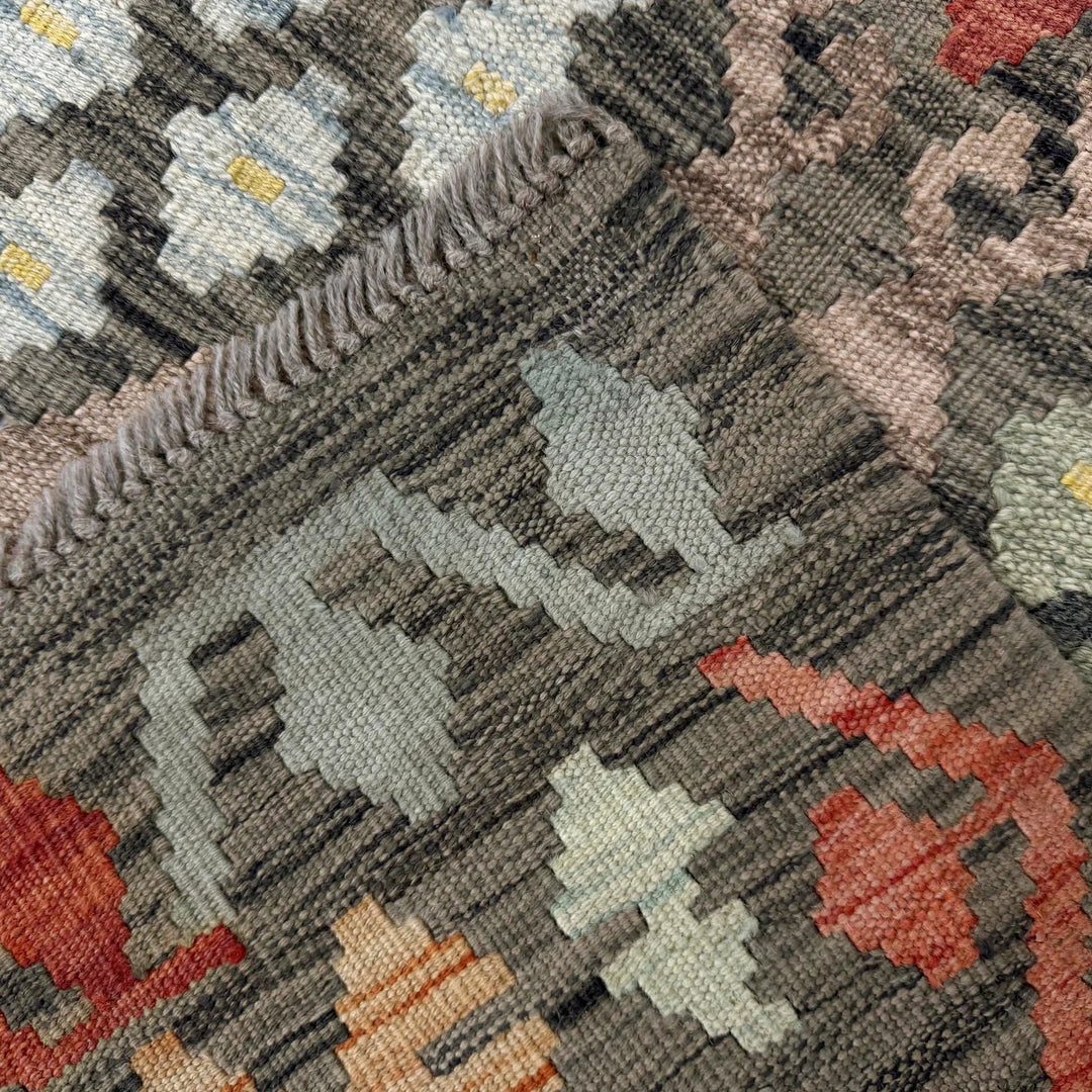 Afghan Vegetable Kilim Rug 5' 1" x 6' 7" Flat-Weave | No. AL750577
