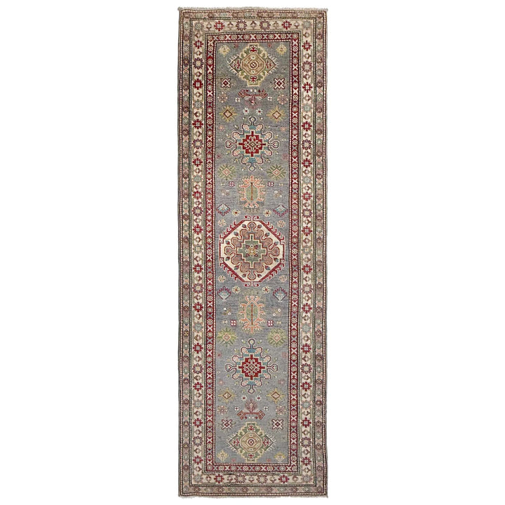 Gray Afghan Kazak Rug 2' 7" x 9' 7" Hand-Knotted | No. AL75101