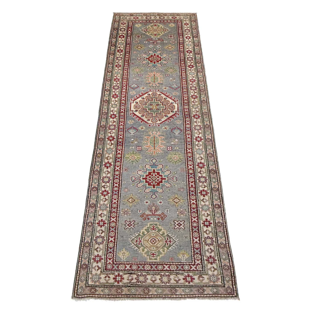 Gray Afghan Kazak Rug 2' 7" x 9' 7" Hand-Knotted | No. AL75101