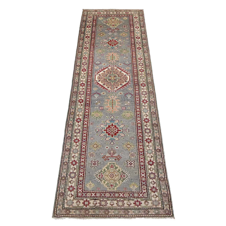 Gray Afghan Kazak Rug 2' 7" x 9' 7" Hand-Knotted | No. AL75101