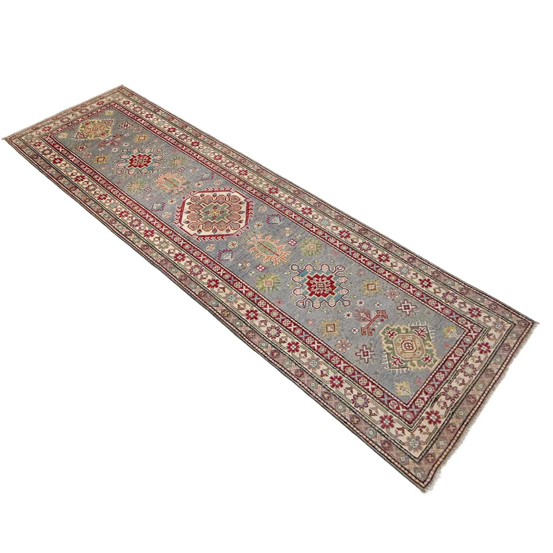 Gray Afghan Kazak Rug 2' 7" x 9' 7" Hand-Knotted | No. AL75101
