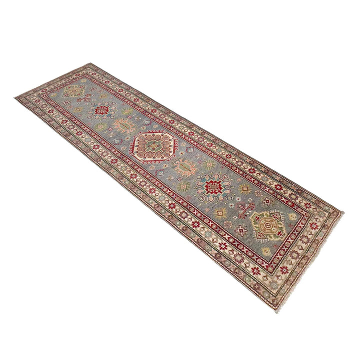 Gray Afghan Kazak Rug 2' 7" x 9' 7" Hand-Knotted | No. AL75101