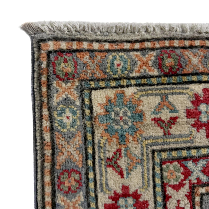 Gray Afghan Kazak Rug 2' 7" x 9' 7" Hand-Knotted | No. AL75101
