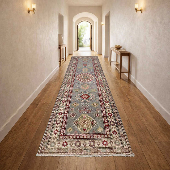 Gray Afghan Kazak Rug 2' 7" x 9' 7" Hand-Knotted | No. AL75101