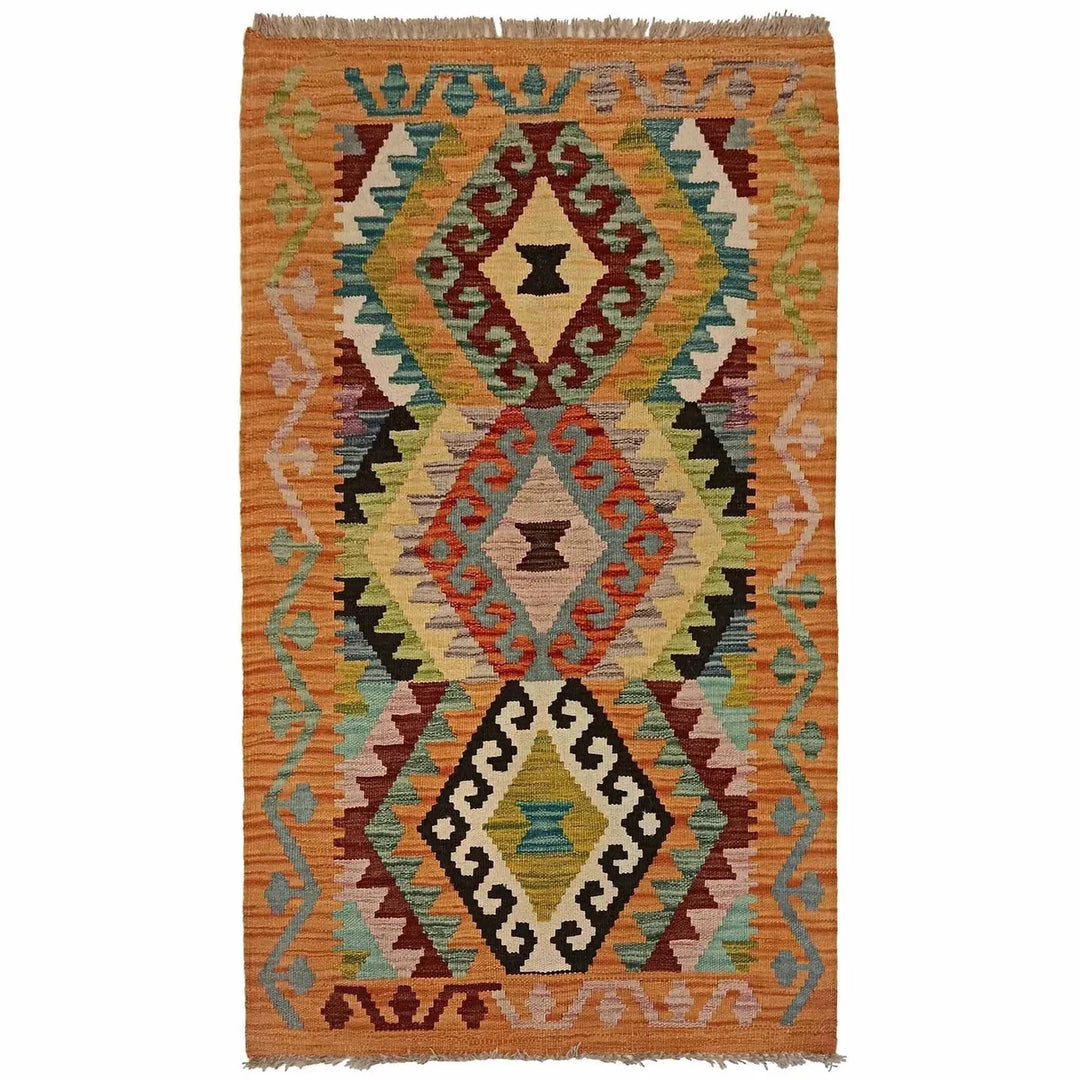 Afghan Kilim Rug 2' 7" x 4' 1" Flat-Weave | No. AL75133