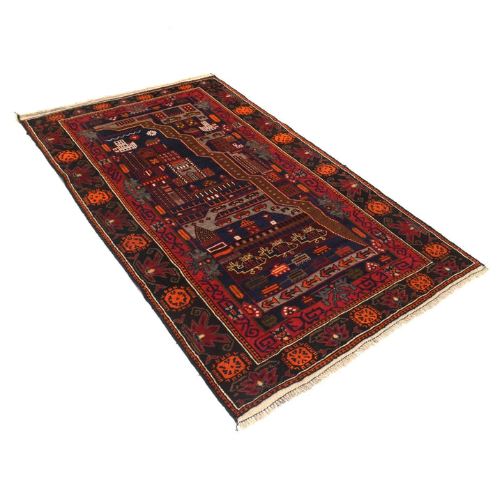 Afghan Pictorial Rug 3' 9" x 6' 6" Hand-Knotted | No. AL75142