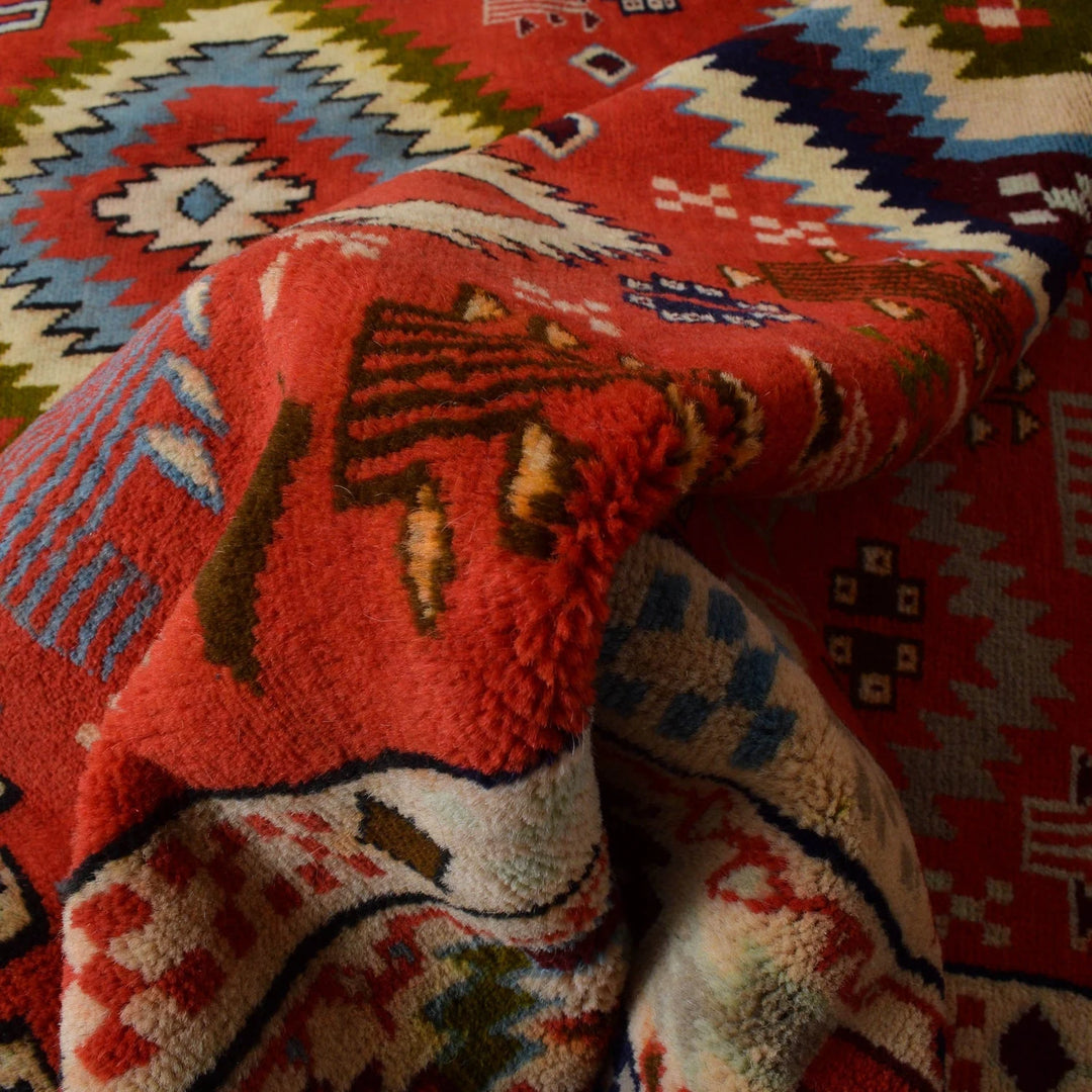 Red Afghan Kohistani Rug 5' 5" x 7' 7" Hand-Knotted | No. AL75201