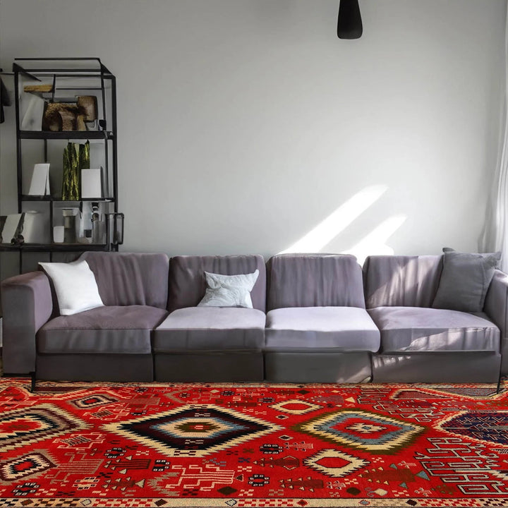 Red Afghan Kohistani Rug 5' 5" x 7' 7" Hand-Knotted | No. AL75201